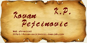 Kovan Pejčinović vizit kartica